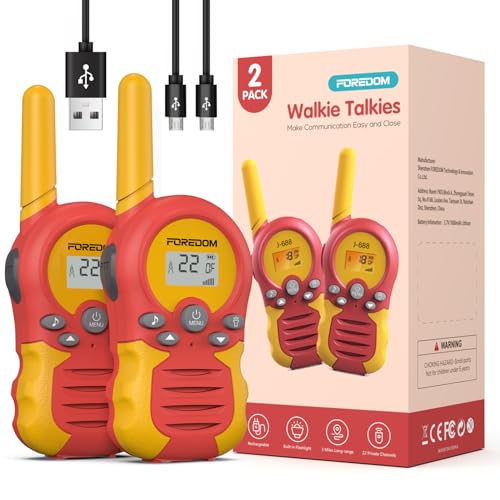 Image of FOREDOM Rechargeable Walkie Talkies for Kids Walkie Talkies Long Range for Boy & Girl Age 3 to 12 Year Old Birthday Toys - 2 Pack