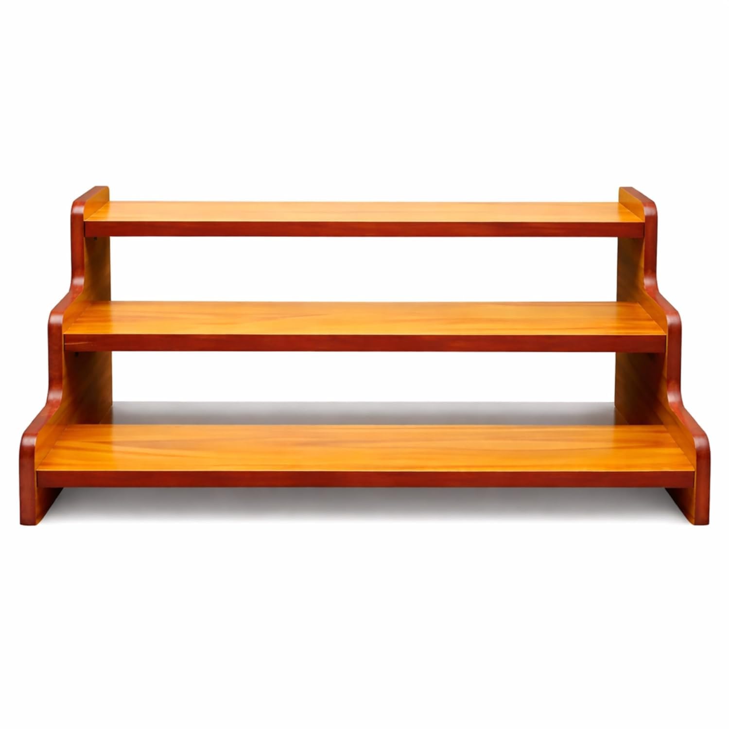 3 Tier Rustic Wooden Display Shelf Stand – Countertop Spice Rack Organizer for Kitchen | Wooden Storage Rack for, Plants, Essential Oils & Home Décor | Vintage Counter Shelf Organizer(Brown)