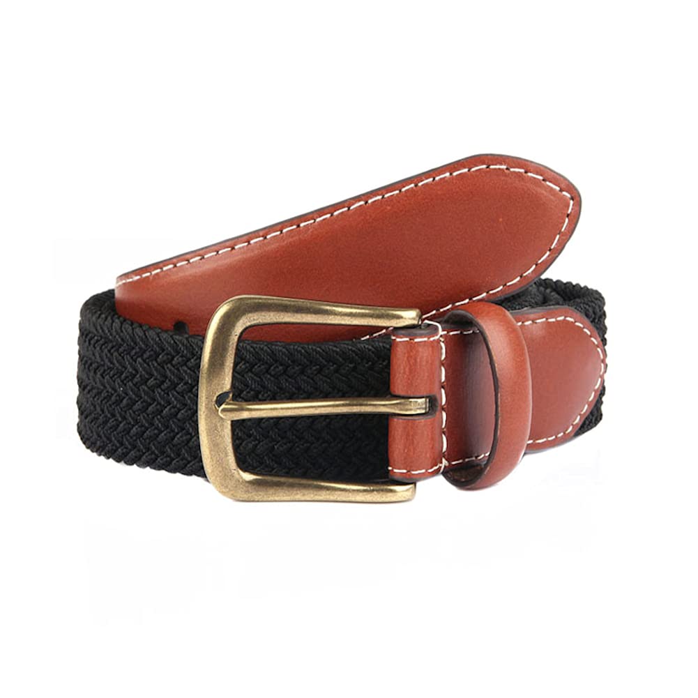 Dents Mens Stretch Elastic Webbing Belt - Black - Large