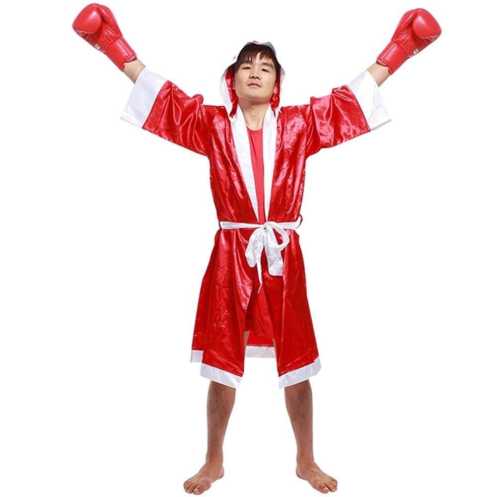 Disfraz de boxeador para hombre, bata de boxeo MMA con capucha, bata de algodón ligero