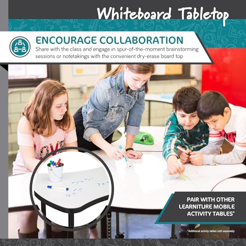 Image of Learniture Structure Series Collaborative Dry-Erase Activity Table, Bow-Tie Mobile Collaborative Table with Whiteboard Top, 24 inch L x 34 inch W x 30 inch H, White /Black