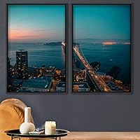2 Piece Framed Canvas Wall Art Beautiful Sunset Canvas Prints Home Artwork Decoration for Living Room,Bedroom - 16