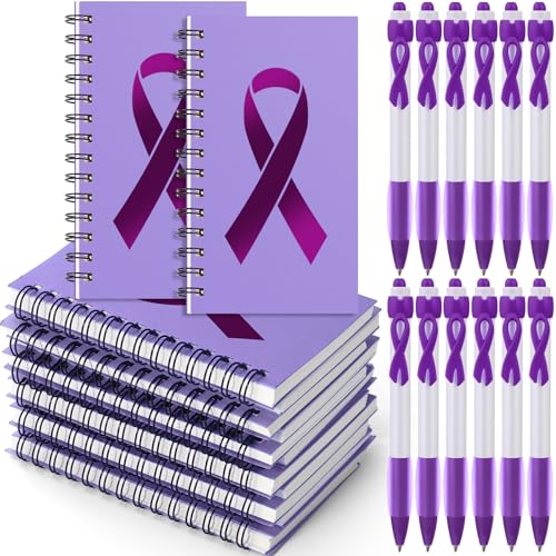 Cadeau pour événement de bienfaisance : 24 blocs-notes cancer du ruban violet