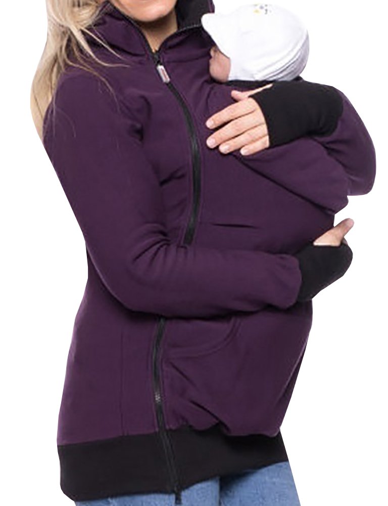 Baifern Women's Maternity Kangaroo Hooded Baby Carriers Sweatshirts