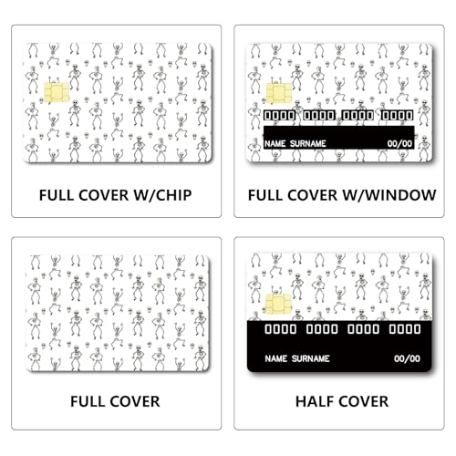 CREATCABIN 4Pcs Halloween Credit Card Stickers Skeleton Debit Card Decor Cards Protecting Waterproof Removable No Bubble Matte Scratch Resistant Film for Transportation Card Bank Card 3.3x2.1in - Image 4