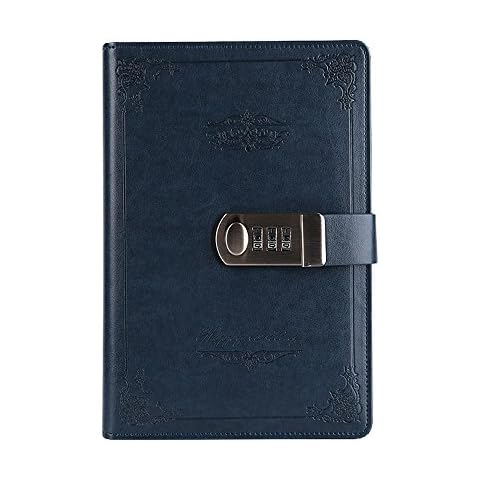 Yakri Vintage Notebook Password with Lock Diary Book Creative Password Diary Handbook Notepad TPN109 (Blue) Cover