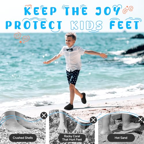 Image of Kids Boys Girls Swim Water Shoes, Toddler Kids Swim Water Shoes Non-Slip Quick Dry Beach Shoes,Barefoot Sports Shoes Aqua Socks for Beach Outdoor Sports