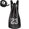 Basketball Sporttasche, Drawstring Mesh Rucksack, Gym Sack Rucksack, Fußball Kordelzug Tasche, Mehrzweck Mesh Rucksack Wasserdichte mit Verstellbarem Riemen, für Basketball, Fitness, Sport (Schwarz)