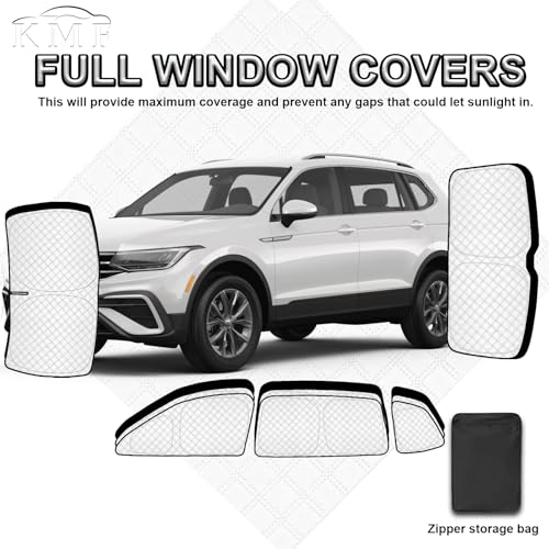 Image of KMF 8pcs Thicken Sun Shades for Volkswagen VW Tiguan 2018-2023 Accessories,Tiguan Sunshade Full Car Window Covers for Windshield Side Rear, UV Block and Privacy Blackout for Camping
