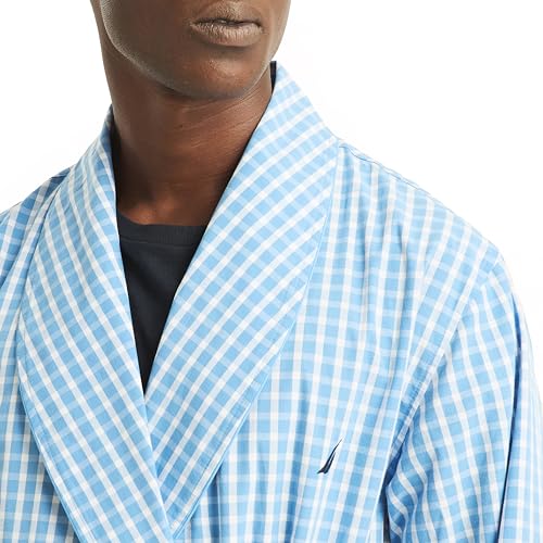 Nautica Sustainably Crafted Plaid Robe, Blue Yonder, S/M
