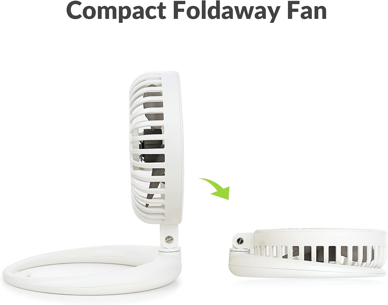 Desk Fan 8-Inch Quiet Small Table Fan, USB Powered Portable Foldaway Fan Adjustable 540-degree Angle, 3 Speed, Wall Mount, Mini Room Personal Fan for Home Bedroom Office, 5ft Cable (White)