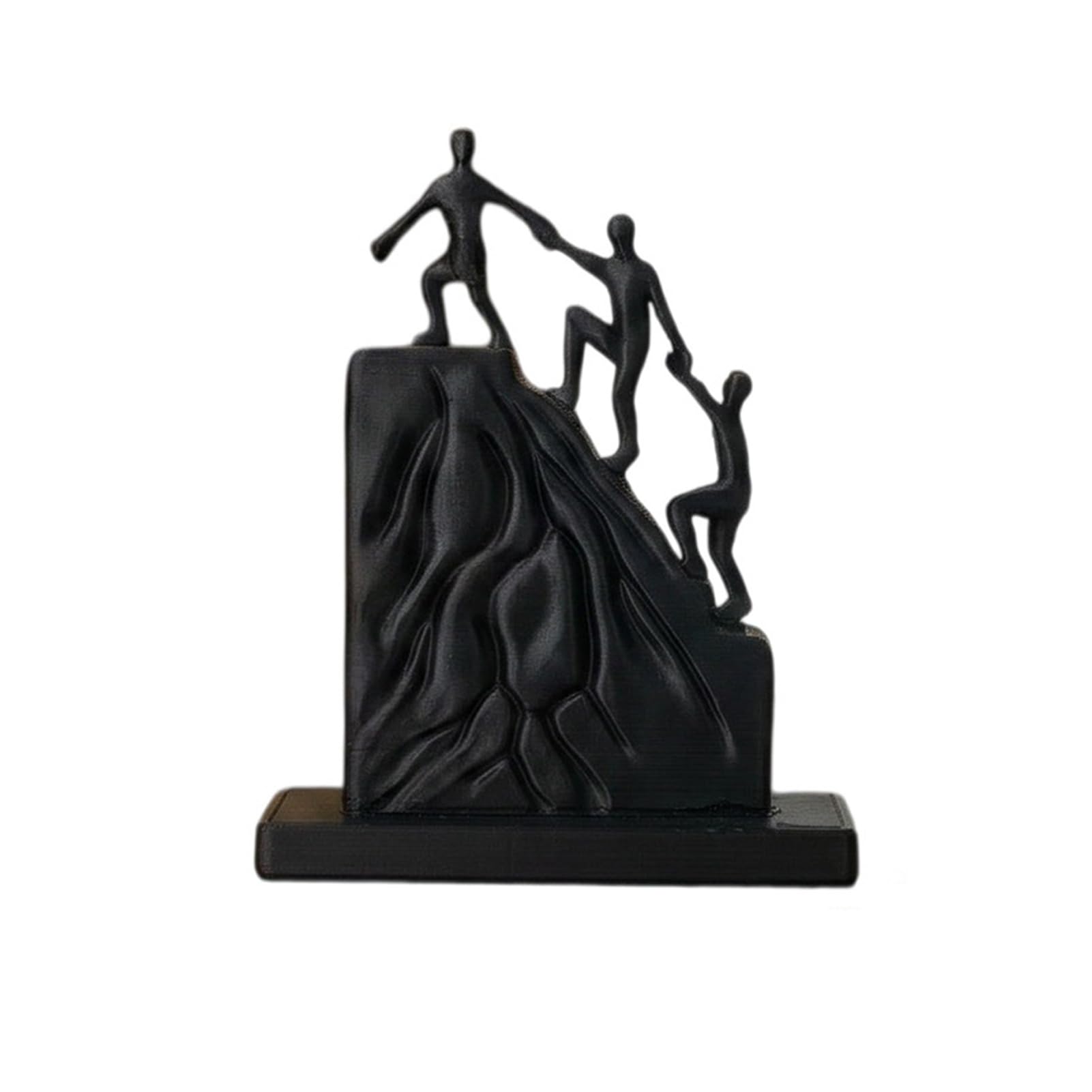 Glifora 3D Printed Climbing Together Statue - Modern Minimalist Abstract Climbing Sculpture, Matte Black Desk Art Statue for Desktop Office Decor