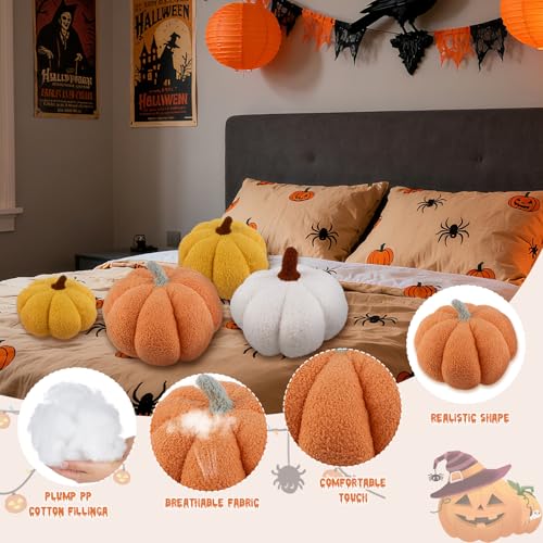 Halloween Kürbis Kuscheltier Pumpkin Pillow, Kissen Geschenke für Kinder und Erwachsene, Gestopftes Plüsch Kürbis kissen für Thanksgiving Party Deko, Haushalts Deko und Herbst Deko(Orange 30CM)