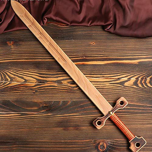 AEVVV Toy Wood Medieval Sword for Kids 30 Inches (75 cm) - Handmade Toys Natural Beech Wood Unsharpened Safe Sword for Children 5 and Up - Outdoor Play Toy Weapons