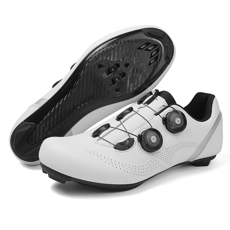 Męskie i damskie buty rowerowe do użytku wewnątrz rower treningowy trampki unisex płaskie trampki rower szosowy gumowa podeszwa buty sportowe oddychające antypoślizgowe buty rowerowe szosowe, biały
