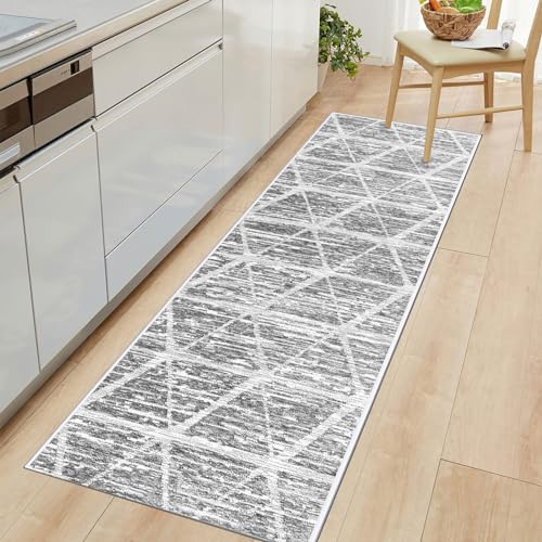 Calore Carpet Runners for Hallways Non Slip Washable Runner Rugs Long Soft Kitchen Runner Grey Hallway Hall Runners for Bedroom Hallways Living Room Kitchen (Ivory/Grey, 2'x 6'(60 x 180 cm)) by Calore - Used condition - CA$19.75