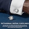 AMITER Initial Cuff Links Mens, Gold/Silver Tone Octagon Stainless Steel Cufflinks for Men, Personalized Cufflinks Letter A to Z, Father Husband Groomsmen Gifts, 18mm, Stainless Steel, no gemstone #1