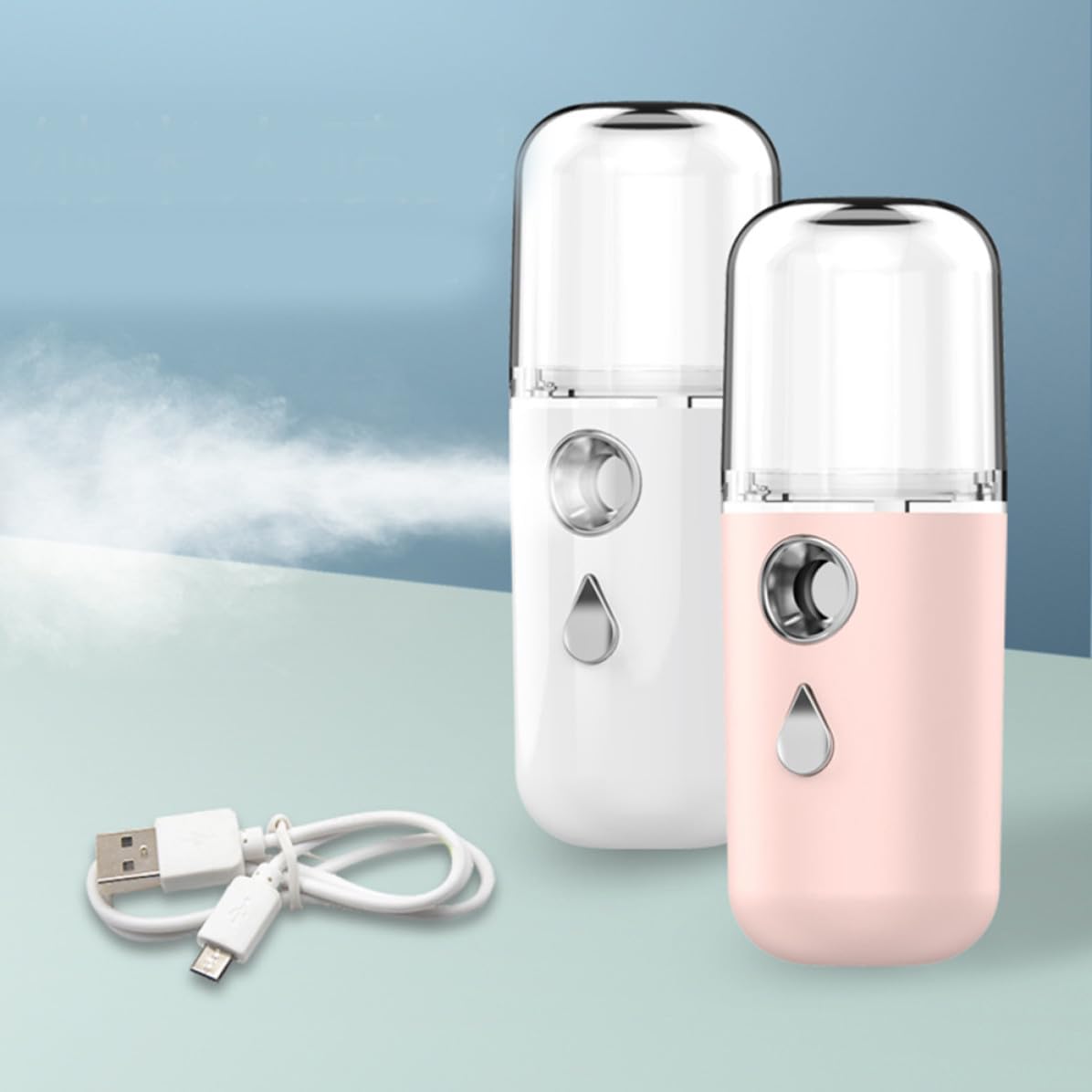 USB Charged Mini Handheld Face Humidifier Portable Beauty Instrument with 30ml Capacity Lightweight Plastic Design for Skin Hydration and Water Replenishment