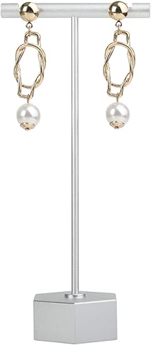 Soporte para pendientes GemeShou BanST de metal con forma de T, soporte en forma de T para colgar joyas, soporte para fotografiar joyas para