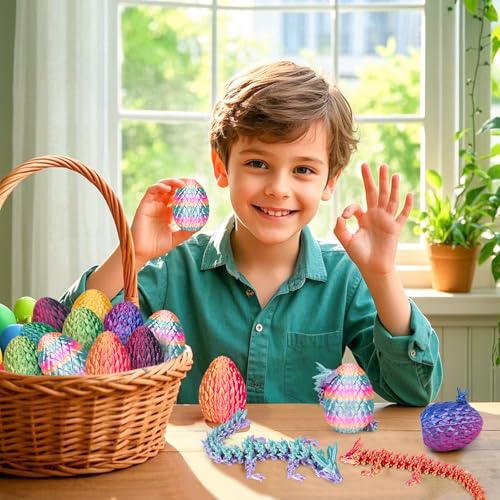 HIMS 6er Set 3D Gedrucktes Drachenei Geheimnisvolle Drachen Spielzeug, Überraschungs Drachenei mit Drache im Inneren, 3D Gedruckter Drache Easter Dracheneier