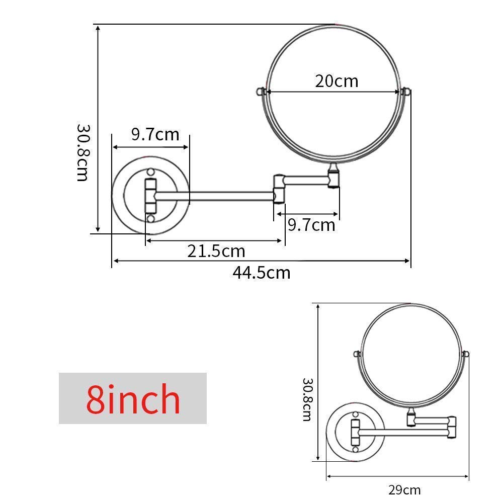 An der Wand montierte Make-up-Spiegel, vergrößernd, ausziehbar, Stabiler, Verstellbarer Kosmetikspiegel, Rasier- und Badezimmer-Kosmetikspiegel (Color : 3X, Size : 6inch)