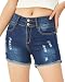 PHOENISING Women's Sexy Stretchy Fabric Hot Pants Distressed Denim Shorts,Size 2-16