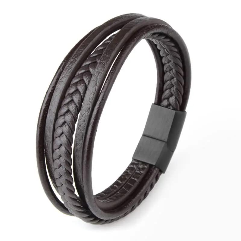 InstaZONE Braided Multi Layer Brown Leather Wrist Wrap Band Bracelet for Mens & Boys (B0BWTWF75W) Amazon Price History, Amazon Price Tracker