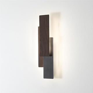 Glass Wall Sconce LED Modern Farmhouse Light Mid Century Rustic Bedside Lamp Vintage Industrial Hallway Lighting for Living Room Kitchen Balcony Hotel Indoor(Walnut Color,38cm)