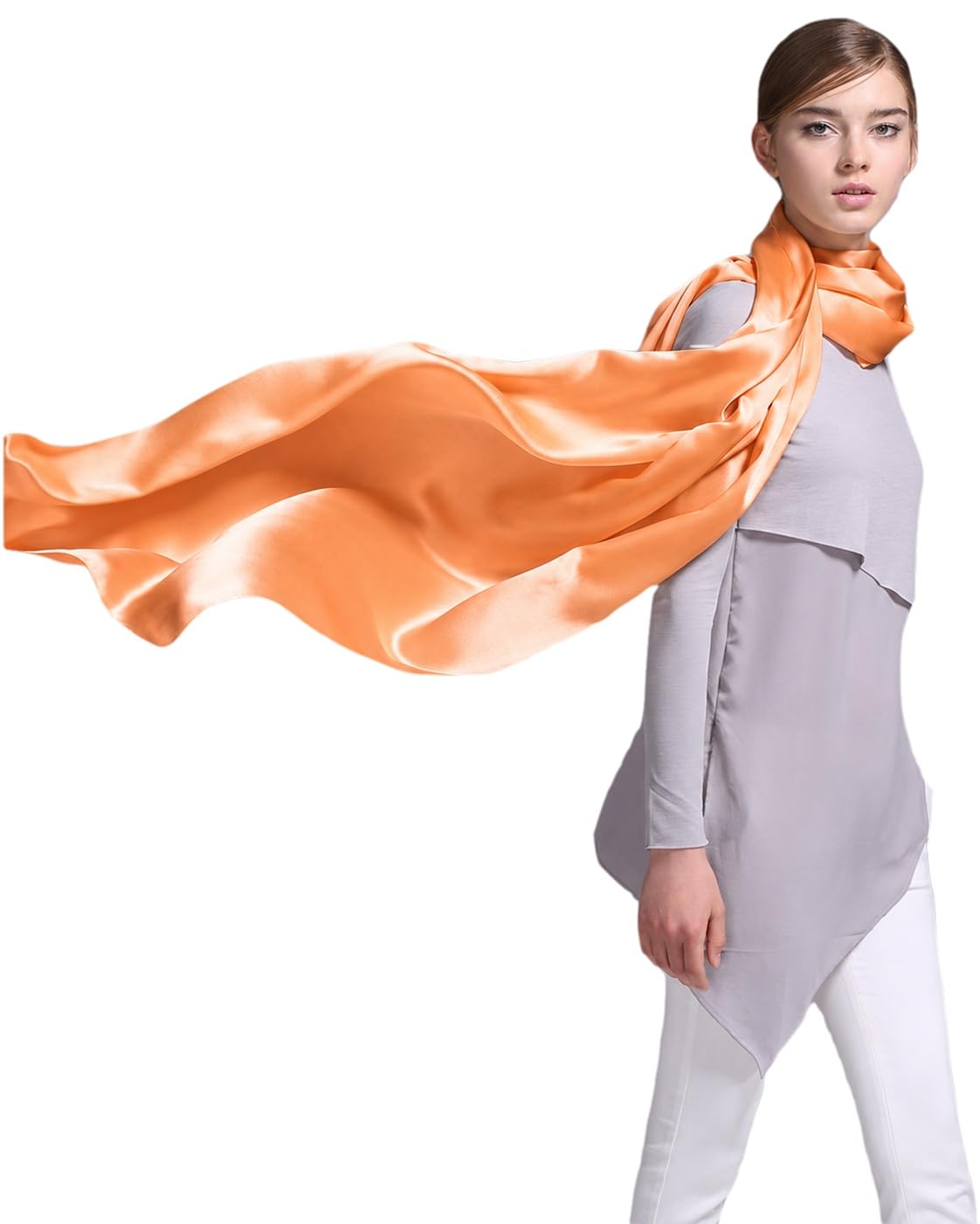 200cm Donna Uomo Foulard Sciarpa in Pura Raso Seta Cerimonia Stola Elegante Tinta Unita Color Coprispalla Matrimonio