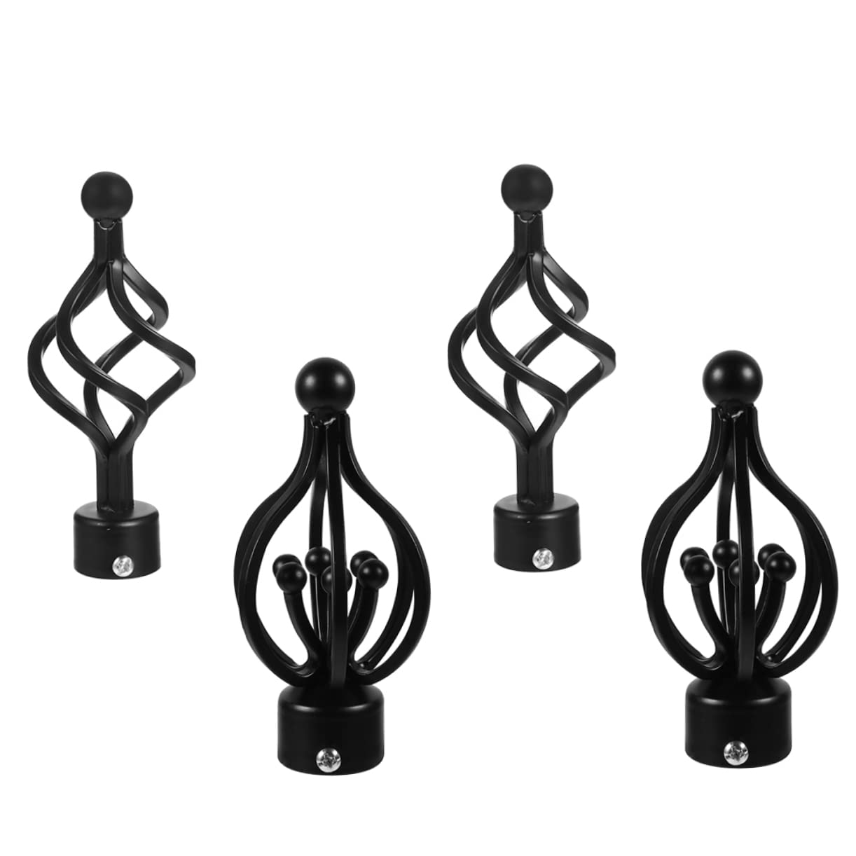PRETYZOOM Curtain Rod Fitting 4pcs Iron Twisted Cage Finials Drapery Decorative Head