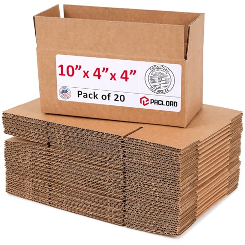Image of Small Cardboard Boxes 10 inchL x 4 inchW x 4 inchH (Pack of 20) - USA-Made Packing Boxes for Moving, Shipping, or Storage - USPS, UPS, FedEx Approved - Professional Packing Supplies for Moving