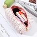 LIQWEI Makeup Bag Travel Cosmetic Bag for Women Girls, Pink Floral Makeup Bags Aesthetic & Portable Quilted Cute Flowers Zipper Toiletry Make Up Pouch Travel Cloth Bags