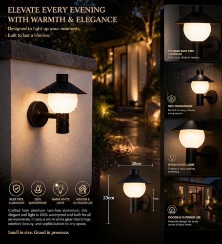 Image of FILLISKA LED Wall Light, 12 Watt, Indoor /Outdoor, Warm White, IP-65 Rated (Blact Hat-088)