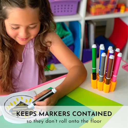 Image of Big Bee, Little Bee - Marker Parker, Holder to Keep Markers Organized, Fits Most Broad and Fine Tip Markers, 100% Silicone, As Seen on Shark Tank, Markers Not Included (Marigold)