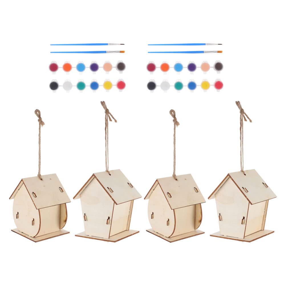 Toyvian 1 Juego Casa De Pájaros Artesanía De Pintura De Aves Nido De Pájaro Grafiti Pinta Tu Pajarera Nido De Pájaro Colgante Kit De Pajarera Chico Hazlo Tu Mismo De Madera Niño
