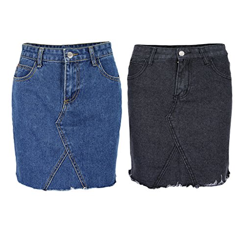 oshhni Lápis Feminino Clássico Corte Casual em Linha a - Frente Dividir M