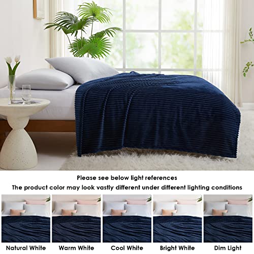 Image of KMUSET Fluffy Blanket Throw - Single-Layer Lightweight & Warm, All-Season Home Decor,Home Decor,Cozy Blankets and Throws,Navy Blue, 60 inchx80 inch