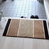 玄関マット 50cm × 80cm 【ステラ】 ベージュ 日本製 トルコ製生地使用 高級 ブランド 上品 室内 屋内 床マット 厚手 滑り止め 洗える 長方形 シンプル ライン 50 80