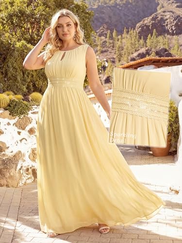 Image of Ever-Pretty Plus Women's Round Neck Sleeveless Empire Waist Maxi Plus Size Formal Gowns Bridesmaid Dresses