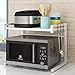 azorex Soporte Extensible para Microondas Estante Estantería Horno Encimera de Acero al Carbono con Ganchos para Colgar Multifuncional Organizador Estanteria Cocina 37.5 * 7.5 * 43cm (Blanco)