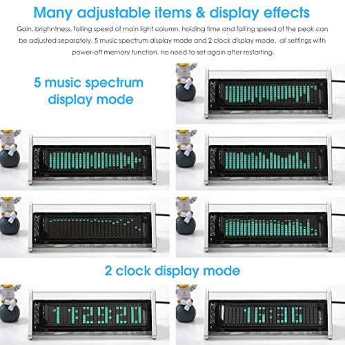Image of [Upgraded] VFD Audio Spectrum Analyzer Bluetooth 5.0 Receiver 3.5mm AUX Selector (Silver)