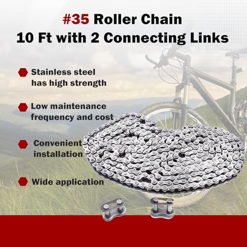 Image of #35 Roller Chain 10 Feet with 2 Connecting Links Fit for Go Kart Mini Bike