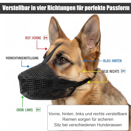 1 X Hundemaulkorb, Ultra-Atmungsaktives Netzdesign, Verstellbarer Beißkorb Für Große Und Mittlere Hunde, Ideal Für Langnasige Rassen Wie Schäferhund Und Labrador XL