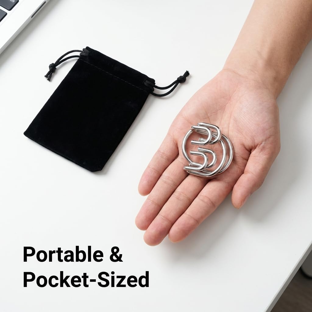 3D Metal Puzzle Solving Set, 24PCS Brain Teaser Metal Montessori Puzzles Ring Disentanglement for Party Challenge