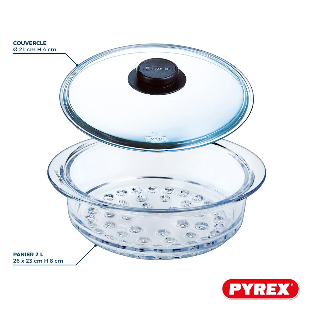 Pyrex® - Kosz na parze + pokrywka - gotuj na parze dla zdrowego i smacznego kuchnia! Wyprodukowano we Francji