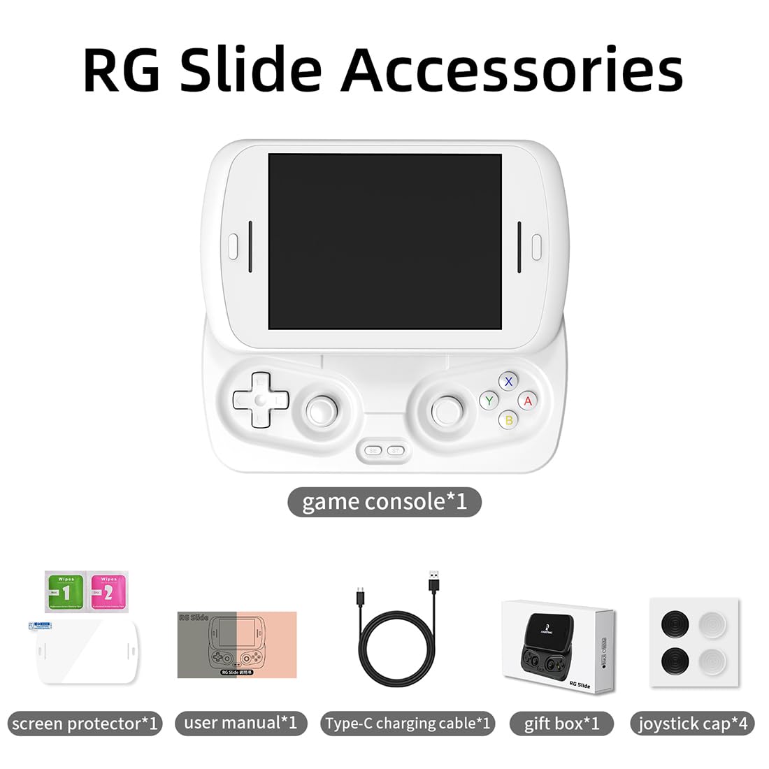 RG Slide - Console di gioco portatile pieghevole retrò con schermo IPS da 4,7 pollici, sistema Android 13, batteria ricaricabile da 5000 mAh, giocattoli e regali per adulti (giochi non