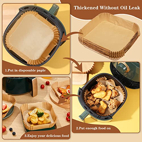 Moretoes 7.9 Inch Air Fryer Paper Liners 300Pcs Square Disposable Air Fryer Cooking Paper, Oil Resistant, Waterproof, Non-Stick Parchment Paper For 5-7 Qt Air Fryer Baking Roasting Microwave #TOP3