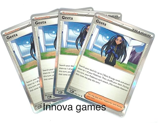 geeta shiny pokemon card Amazon.com: Geeta 188/197 - Obsidian Flames - x4 Pokemon Trainer Card  Playset