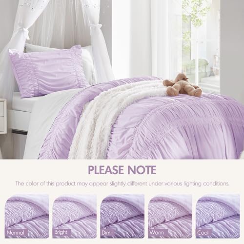 Image of Intelligent Design Ruched Shabby Chic Lavender Twin XL Comforter Set, 2pc