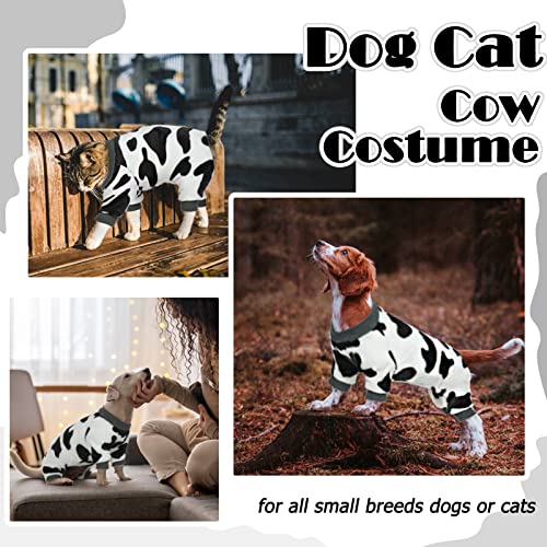 Dentrun Small Dog Winter Warm Clothes Funny Puppy Milk Cow Sweater Costumes, Small Breed Pets Dog Cat Onesies Soft Flannel Pajamas #TOP1